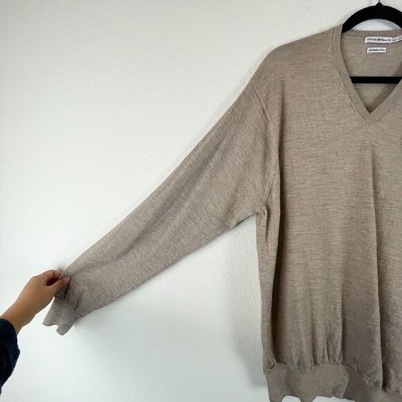 Peter Millar Merino Wool Sweater Mens XXL Beige V Neck Pullover Logo Golf - Picture 9 of 15